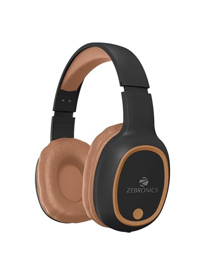 ZEBRONICS Thunder Bluetooth 5.3 Wireless Headphones with 60H Backup, Gaming Mode, Dual Pairing, ENC, AUX, Micro SD, Voice Assistant, Comfortable Earcups, Call Function (Brown) - Image 1